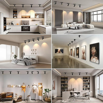 5CCT LED Ceiling Spotlight Flush Mount Black Fixtures 15-60° Zoomable 10W Dimmable 2700K-6000K Adjustable Ceiling Spot Lights Indoor Directional Lighting for Living Room Bedroom Kitchen 4-Pack