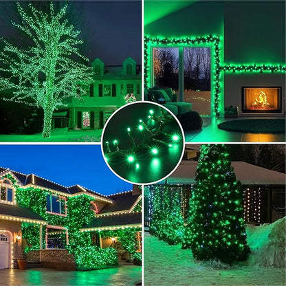 LAMPHOME Green String Lights, 46ft 500 LED Plug-in Green Fairy Lights, 11 Modes Twinkle Christmas Lights, Waterproof Lights LED String for Indoor Outdoor Grinch Tree St Patricks Day Decor