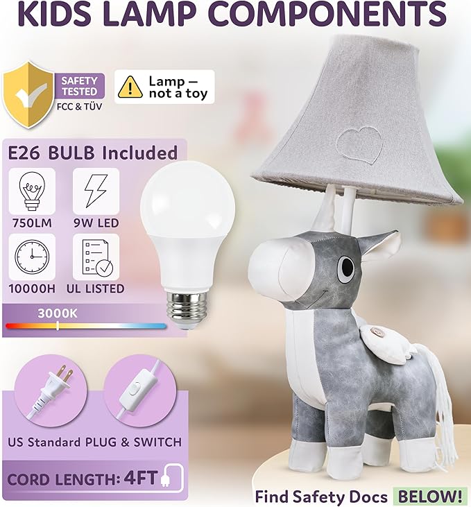 Unicorn Kids Lamp for Girls Bedroom - 19.7", Girls Lamp for Kids Room - Cute Christmas Gifts, Birthday Gifts for All Ages: Toddler Boys, Children, Grandkids 3 4 5 and Up Years Old, Sister, Brother