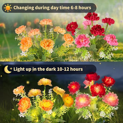 Solar Garden Lights Outdoor, 4 Pack 28 Solar Flower Lights, Waterproof Solar Lights Outdoor for Yard, Grave, Pathway, Landscape,Lawn, Party, Garden Decor, Gifts for Women, Mom Grandma Birthday