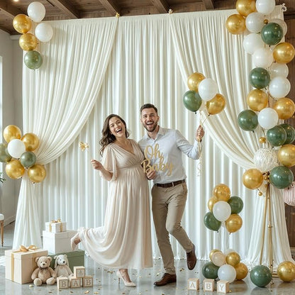 30ft x 15ft Ivory Wrinkle Free Backdrop Curtains for Wedding Party Backdrops Curtain Drapes Fabric Decorations Photo Back Drop Cloth for Baby Shower Photography Stage Reception