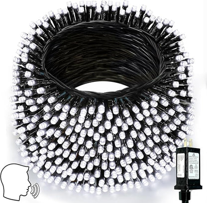 Voice Controlled Smart Christmas Lights Outdoor, 175ft 500 LED Twinkle String Lights with 7 Voice Commands, 12 Modes & Timer, Waterproof Christmas Tree Lights for Party Garden (Cool White)