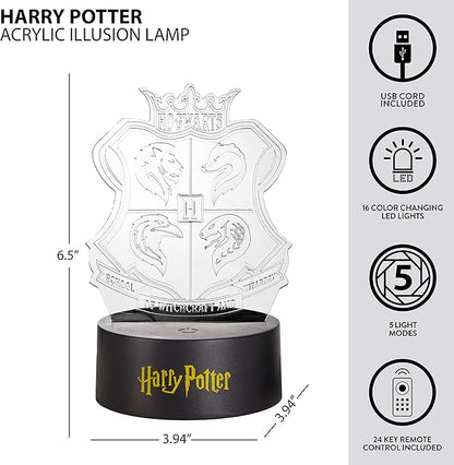 Harry Potter Acrylic 3D LED Illusion Lamp, Color-Changing Night Light for Kids Bedroom, Desk & Home Décor