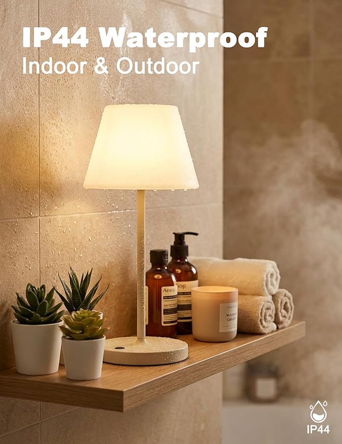 WEILAILUX Mini LED Cordless Table Lamp Rechargeable, 3000mAh Battery Operated Shower Lamp Waterproof, Touch Dimmable 2700K Night Light for Patio Camping Dining Outdoor (Mini Brick Red)