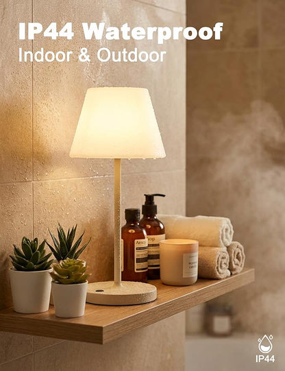 WEILAILUX Mini LED Cordless Table Lamp Rechargeable, 3000mAh Battery Operated Shower Lamp Waterproof, Touch Dimmable 2700K Night Light for Patio Camping Dining Outdoor (Mini Brick Red)