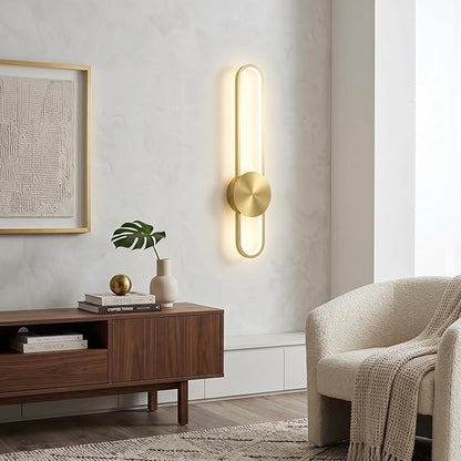 JAYMP Modern Wall Sconce 4000K Dimmable LED Wall Light Fixture, Hardwired Wall Lamp for Living Room, Dining Room, Bedroom, Hallway, Lobby, Entryway, 1 Pack (Brushed Gold, H56cm/22inch)