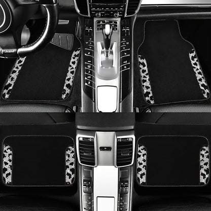 CAR PASS Bling Cow Car Mats Rhinestones Diamond Waterproof Floor Mat Crystal Sparkly Shining Glitter Carpet Anti-Slip PVC Heel Pad, Universal Fit Automotive SUV,Sedan,4pcs Girly Women, Cow Diamond