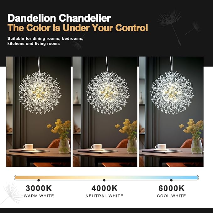 Modern Firework Gold Crystal Chandeliers,Sputnik Dandelion Chandelier Light Fixture Pendant Lighting for Dining Room,Living Room,Bedroom,Kitchen,Restaurant- 9 Lights