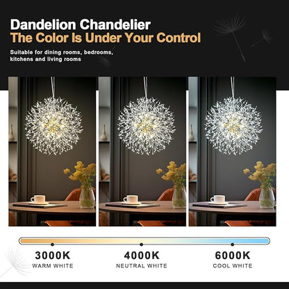 Modern Firework Gold Crystal Chandeliers,Sputnik Dandelion Chandelier Light Fixture Pendant Lighting for Dining Room,Living Room,Bedroom,Kitchen,Restaurant- 9 Lights