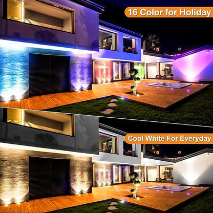 Low Voltage Landscape Lighting - 10W RGB Landscape Lights with Color Changing, 12V-24V Waterproof Outdoor In-Ground Lights for Yard Garden (10 Pack)