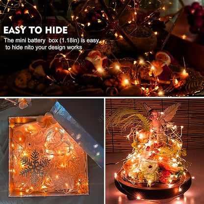 AIKEI 12 Pack LED Fairy Lights Battery Operated, Halloween String Lights Waterproof 7 Feet 20 Led Firefly Starry Lamps for Wedding Party Bedroom Garden Christmas Decoration, Orange