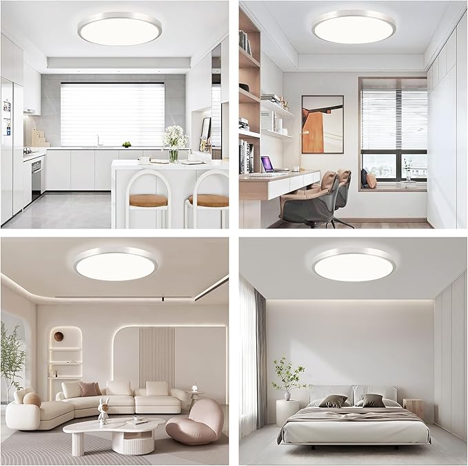 LED Flush Mount Ceiling Light Fixture with Remote Control，8 Inch 18W Close to Ceiling Lights for Kitchen,Bedroom,Laundry,Dimmable 3000K-6500K Light Color Adjustable