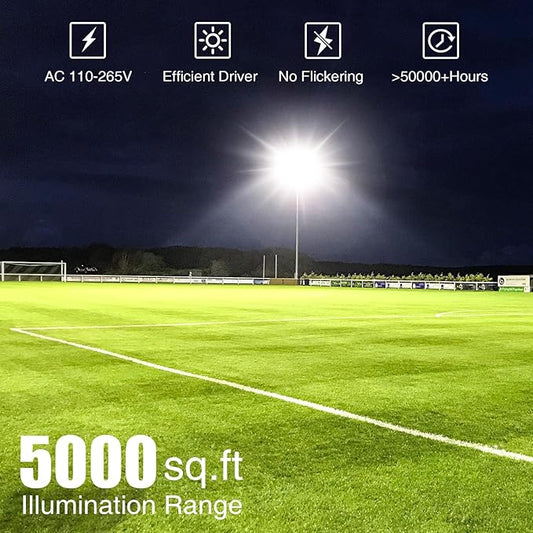 SOLLA LED Flood Light Outdoor, 500W 50000lm Daylight White 6000K, 2750W Equivalent Super Bright, IP66 Waterproof LED Arena Lights, Commercial Lighting Floodlight for Backyard,Stadium,Fields,110-265V
