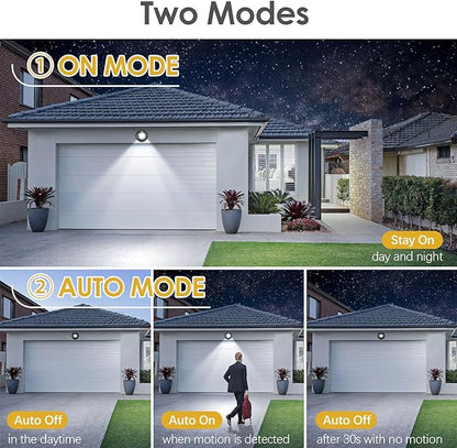 6000K Battery Motion Sensor Light Outdoor Waterproof Wireless LED Battery Powered Wall Light Auto On/Off Night Light 2 Pack Cool White