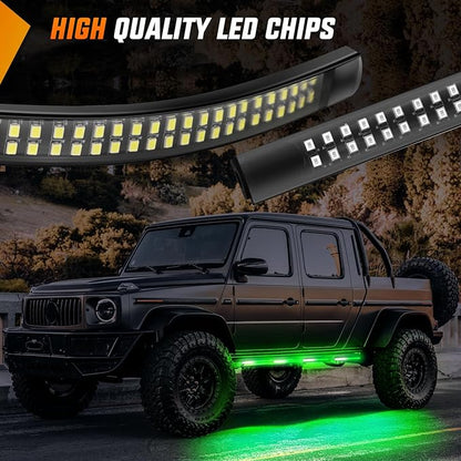 Nilight 2PCS 70 Inch Emergency Strobe Light Strip 1125 LED Running Board Lights Green White Flexible Side Flashing Warning Caution Safety Waterproof for Truck Construction Vehicles Pickup