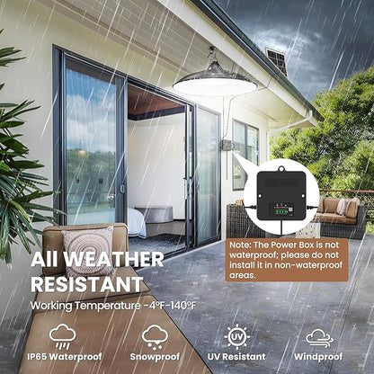 Solar Shed Light Indoor Outdoor, 2000LM Daytime Available Pendant Light with Pull String, Dusk to Dawn, 3 Lighting Modes Solar Lights Indoor, IP65 Waterproof for Barn, Gazebo, Shop, Garage