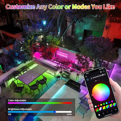 66ft LED Rope Lights for Outside, Outdoor String Light Waterproof Plug in with Remote & APP Controlled, 16 Million Colors Changing Music Sync Tube Lighting for Indoor Bedroom Christmas Decor