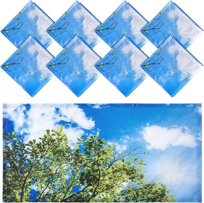 Patelai 8 Pack Fluorescent Light Covers for Classroom Ceiling 4 x 2 Feet Magnetic Light Covers Filter for Office School Drop Ceiling Supplies(Sky and Tree)