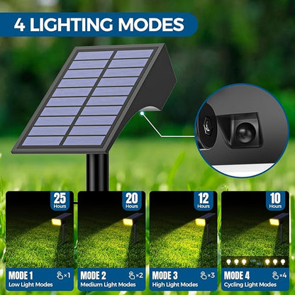 WENATY Solar Lights Outdoor Waterproof IP65, [12 Pack/4 Modes] Spot Solar Light for Outside, Dusk to Dawn LED Solar Powered Yard Garden Landscape Lighting Spotlights for Path Patio Walkway, Warm White