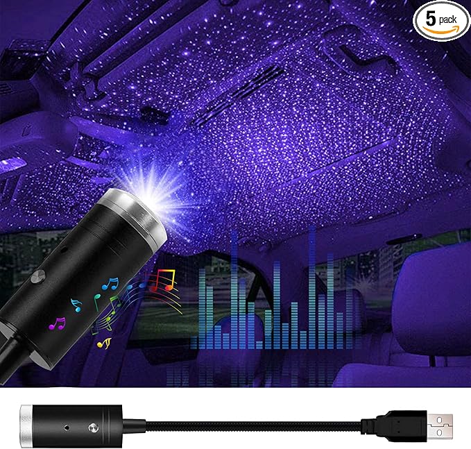 Voice-Activate Star Projector Night Light, Car Accessories Interior Aesthetic for Women and Men, 5 Light Modes Car LED Lights Interior, Romantic LED Lights for Car, Car Decor, Room Decor, Home Décor