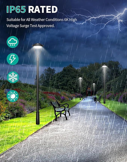 LED Post Top Light ETL Listed 80W 64W 48W Adjustable Outdoor Pole Lights with Photocell IP65 Waterproof Post LED Fixture 5000K for Garden Yard Street