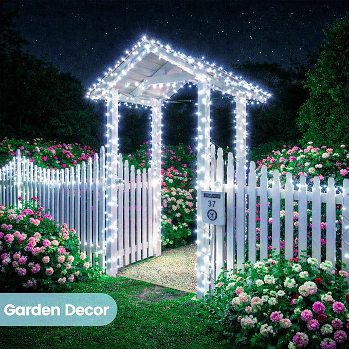Extra-Long Solar String Lights Outdoor, 2-Pack 200LED Solar Fairy Lights for Outside Waterproof, Silver Wire 8 Modes Solar Powered Twinkle Lights for Tree Garden Party Xmas Wedding Decor (Cool White)