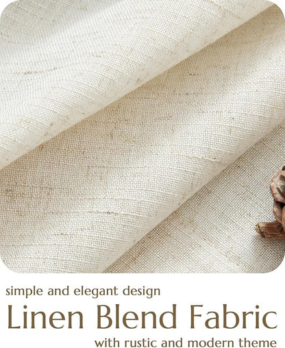 jinchan Tie Top Linen Kitchen Curtains Over Sink 24 Inch Length Tier Curtains Farmhouse Rustic Small Cafe Curtain for Bedroom Living Room Bathroom Half Window Light Filtering Privacy 2 Panels Crude