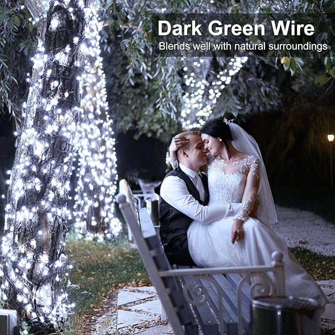100FT 300 LED Christmas Lights, White Outdoor String Lights Waterproof with 8 Modes, Plug in Connectable Fairy Twinkle Light Green Wire for Indoor Patio Yard Holiday Party Decorations