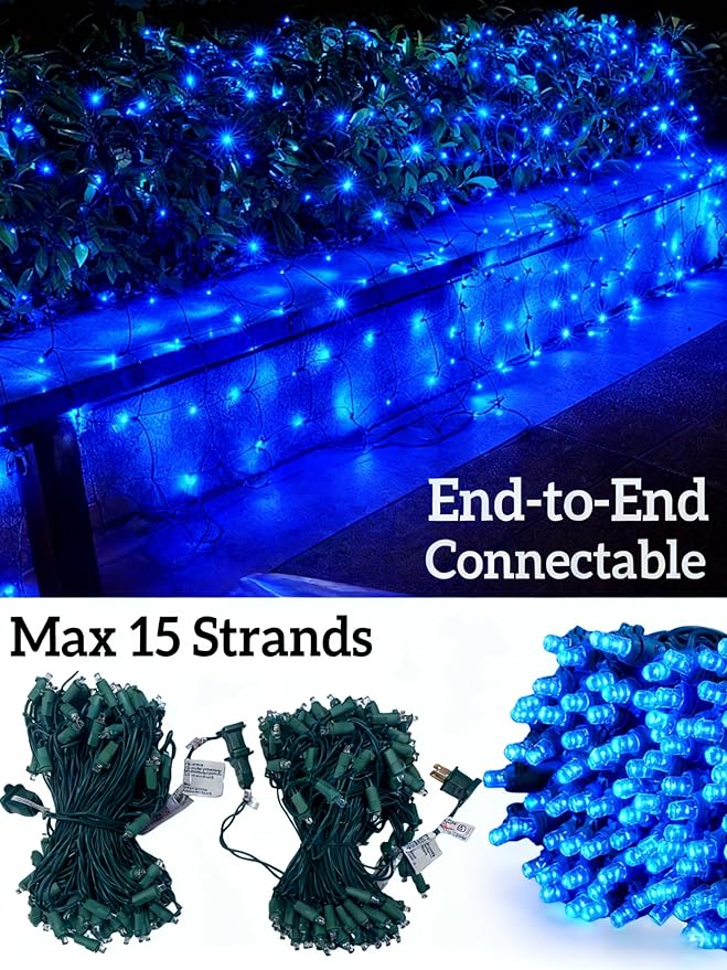 Led Christmas Net Lights for Bushes, 132LED 6FT x 6FT Connectable UL Certified Net Lights for Bushes Tree Shrubs Xmas Trunk Green Wire Christmas Decorations
