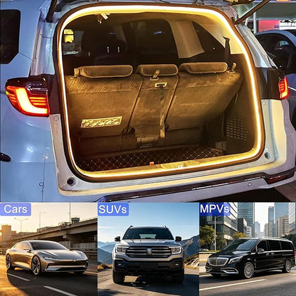 Car LED Strip Lights, Flexible Car Trunk Light Strip, 157.48" Trunk Led Light Strip, Easy to Install, Waterproof, Universal Fit for Car Trunks, SUVs,Warm Yellow