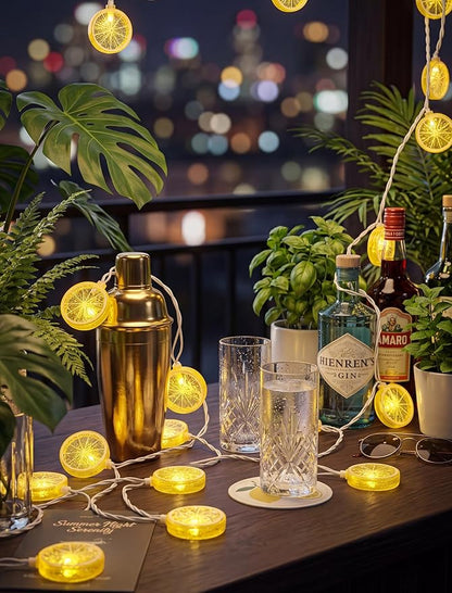 GOOTHY Lemon String Lights Plug in, 8.5Ft Outdoor Fairy Decorations String Lights with 10 LED Yellow Lemon Slice Lights, Hanging Novelty Summer Patio Lights for Garden Kitchen Christmas Wedding Party