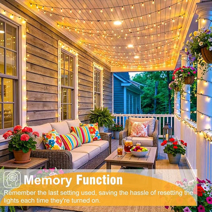 Warm White Christmas Lights, 66FT 200 LED Outdoor String Lights Waterproof with 8 Modes, Plug in Connectable Fairy Light for Outside Indoor Patio Garden Wedding Party Holiday Decorations