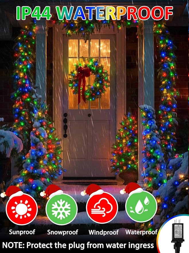 Smart Color Changing 4th of July Lights with Remote & App, 132FT 400LED Red White and Blue Twinkle Lights with Timer, RGB Patriotic Fairy String Light Waterproof Indoor Outdoor Independence Day Decor