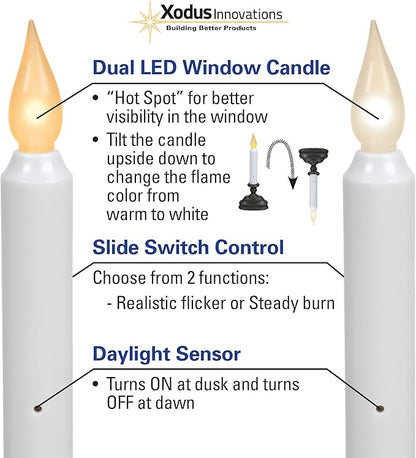 Xodus Innovations FPC1325A-6 Battery Operated LED Window Candle with New Hot Spot Technology and Dusk to Dawn Sensor and Choice of Amber or White Flame Pack of 6 Aged Bronze/Black