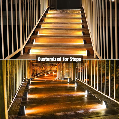 VOLISUN Solar Step Lights for Outside, Solar Stair Lights Outdoor Waterproof IP67, LED Outdoor Step Light, 80 Lumen, Deck Light for Outside, Front Porch and Patio(Black,16 Pack)