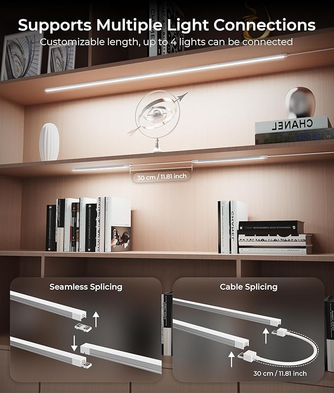 12-Inch Under Cabinet Lighting, Ultra Slim 5CCT Adjustable (2700K-5000K) Hardwired LED Cabinet Lights for Kitchen, Closet, Shelf, 24V Low Voltage, 4 Pack