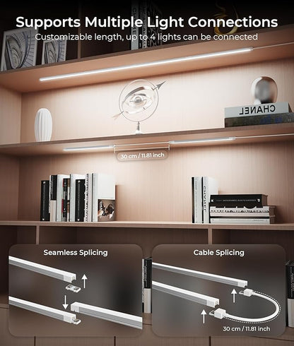 12-Inch Under Cabinet Lighting, Ultra Slim 5CCT Adjustable (2700K-5000K) Hardwired LED Cabinet Lights for Kitchen, Closet, Shelf, 24V Low Voltage, 4 Pack