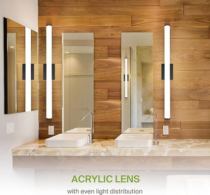 ASD 36" LED Linear Vanity Light Fixture, Modern Bathroom Sconce — 3 Color 3000K-5000K, Dimmable, 30W 2100LM, Energy Star & ETL Listed — Over Mirror Makeup Slim Bar for Bedroom, Cabinets — Black