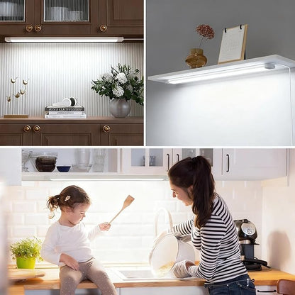 MYPLUS 16 Inch Under Cabinet Lights with Hand Wave, Under Counter Lighting 5000K Cold White,Dimmable,Plug and Play,LED Lights for Kitchen Cabinet, Cupboard, Closet, Desk