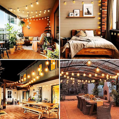 Jedavai Upgraded LED Outdoor String Lights 210Ft Shatterproof Waterproof ST38 Vintage Edison Bulbs Patio Lights Energy Saving Hanging Outdoor for Christmas Porch Deck Garden Backyard Wedding Party