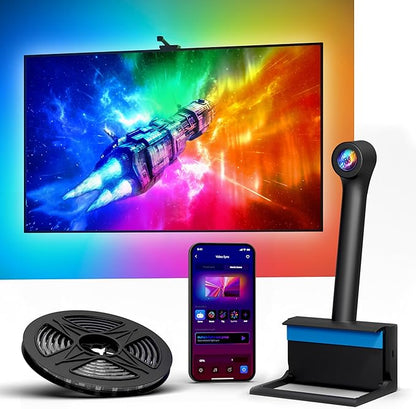 Ailofy Smart TV LED Backlight with Camera for 40-50 inch Screens, 7.87ft LED Strip Lights Sync to Screen& Music, Color Changing Lights for TV Compatible with Alexa & Google Assistant, App Control