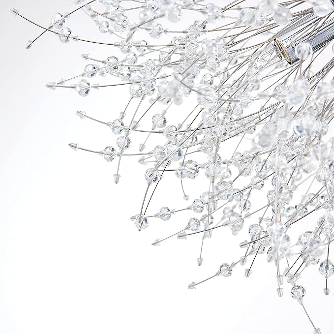AGV LIGHTING CL023C Crystal Ceiling Light, Close to Ceiling Flushmount Light Fixture, Firework Design Dandelion Shape, 6-Lights, D18 x H10, Chrome Finish