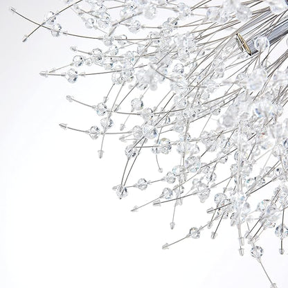 AGV LIGHTING CL023C Crystal Ceiling Light, Close to Ceiling Flushmount Light Fixture, Firework Design Dandelion Shape, 6-Lights, D18 x H10, Chrome Finish