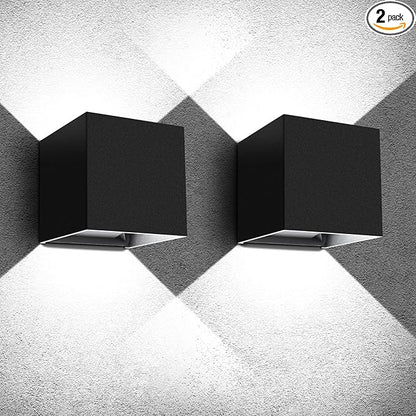 Juyace 20W 6000K LED Sconce Wall Up and Down Exterior Lighting hardwire No photocells Light Fixtures with Angle-Adjustable Square 4.7" IP65 Waterproof for Porch Patio 2 Pack