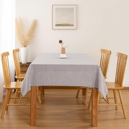 Hiasan Faux Linen Rectangle Tablecloth - Wrinkle and Stain Resistant Washable Table Cloth for Kitchen Dining Room Holiday Table Cover for Party Dinner, Stone, 54 x 80 Inch