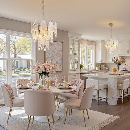 13" Tiered Chandelier, Modern Small 3-Tier Round Chandeliers for Dining Room,4-Light Tiered Crystal Glass Lighting Fixture Kitchen Island,Bedroom,Living RoomL13'' × W13'' × H16''