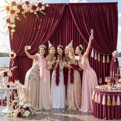 20ft x 15ft Burgundy Wrinkle Free Backdrop Curtains for Wedding Party Backdrops Curtain Drapes Fabric Decorations Photo Back Drop Cloth for Baby Shower Photography Stage Reception