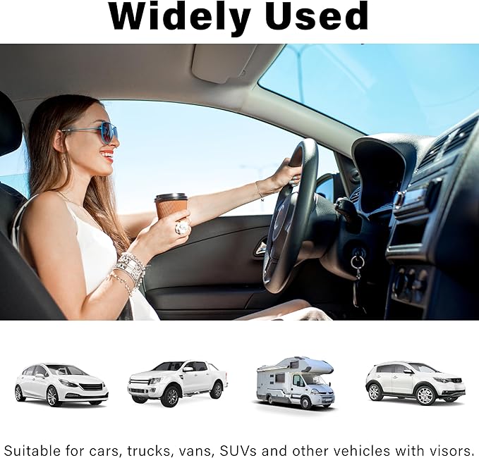2PCS Car Visor Mirror, Universal Clip-On Automotive Sun Visor Vanity Mirror for SUVs and Various Vehicles, Car Accessories Interior for Women, Black