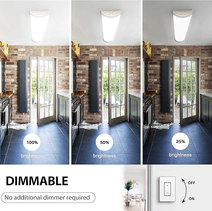 4FT LED Kitchen Puff Ceiling Lights Dimmable, 40W, 4800LM, 4000K,48 Inch LED Linear Fixture 4 Foot Flush Mount Wraparound Shop Light for Office, Garage, Fluorescent Replacement, 4 Pack