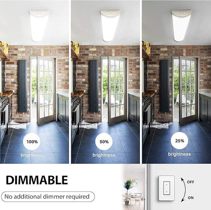 4FT LED Kitchen Puff Ceiling Lights Dimmable, 40W, 4800LM, 4000K,48 Inch LED Linear Fixture 4 Foot Flush Mount Wraparound Shop Light for Office, Garage, Fluorescent Replacement, 4 Pack
